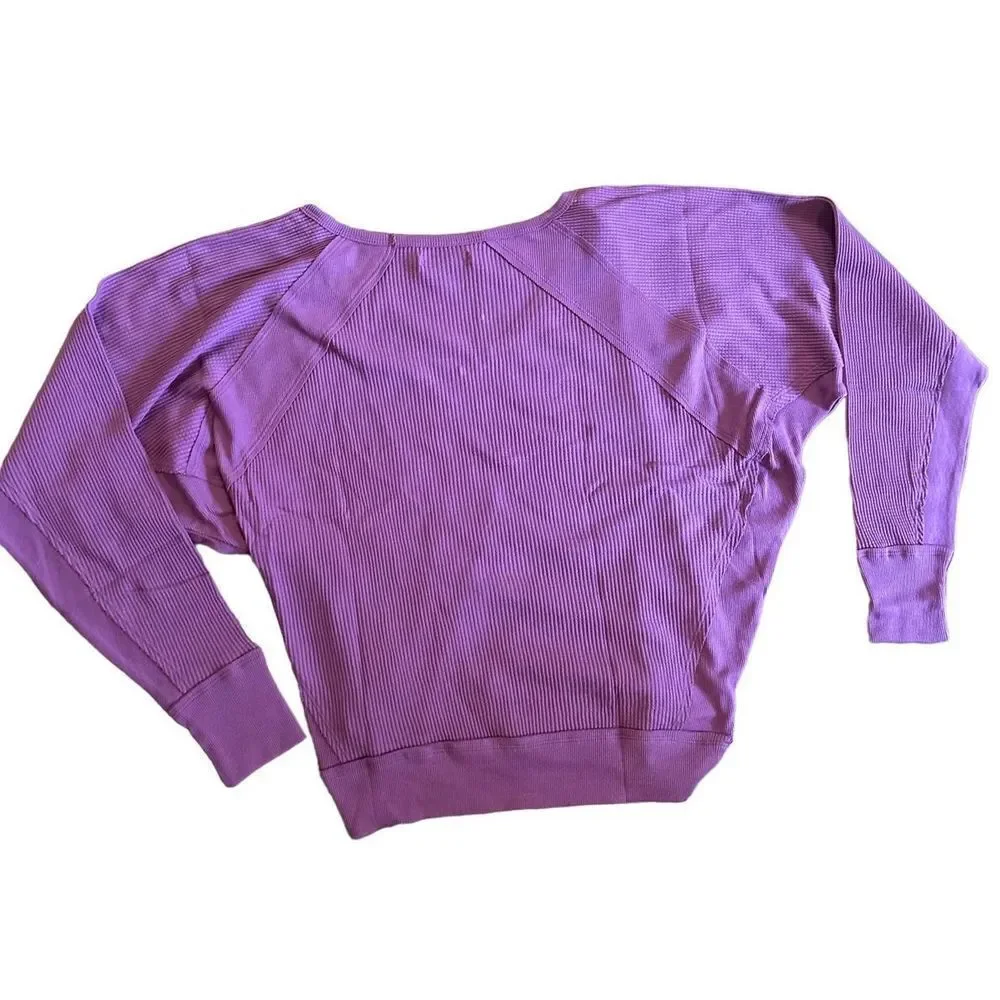 NWT Free People Thermal‎ Womens Small Mulberry Santa Clara Shirt Top V Neck